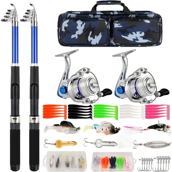 Telescopic Fishing Rod Reel Combo 2pcs 5.9FT/6.89FT Collapsible Fishing Pole Spinning Reel Lures Tackle Bag All-in-one Fishing Gear Fishing Rod Kit for Beginner Youth Adults Kids - Image 8
