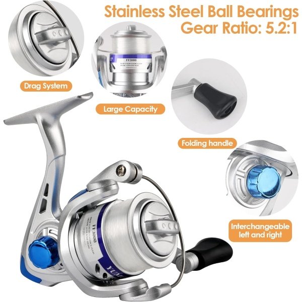 Telescopic Fishing Rod Reel Combo 2pcs 5.9FT/6.89FT Collapsible Fishing Pole Spinning Reel Lures Tackle Bag All-in-one Fishing Gear Fishing Rod Kit for Beginner Youth Adults Kids - Image 11