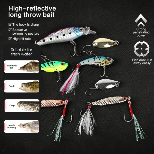 Fishing Rod and Reel Combo,2PCS 2.1M/6.89FT Collapsible Fishing Rod Set with 2PCS Spinning Reels 2 Set of Lures Baits 2PCS 100m Lines and a Carrier Bag,Fishing Pole Kit for Saltwater Freshwater - Image 3