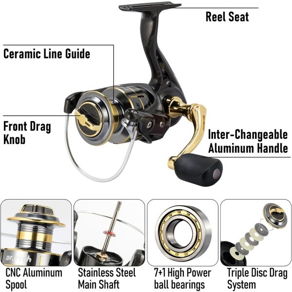 Dr.Fish Fishing Rod and Reel Combos 125-Pieces, Telescopic Spinning Pole Reel Fishing Gear Equipment Set for Adult Collapsible Travel Complete Fishing Sets Men Starter Freshwater - Imagen 2