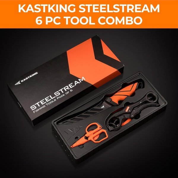 KastKing SteelStream 6pc Fishing Tool Kit - Corrosion Resistant Fishing Pliers with Lanyard, Fillet Knife, Floating Fish Lip Gripper, Fishing Braid Scissors, Tool Retractor, Fishing Gifts for Men - Image 7
