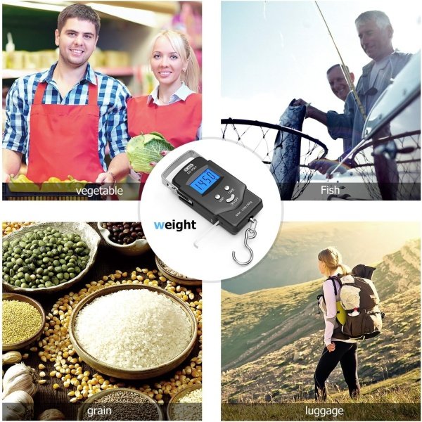 Dr.meter Fish Scale - PS01 110lb/50kg Backlit LCD Display Digital Scale with Built-in Measuring Tape - Fishing Scale with 2 AAA Batteries, Pocket Size - Fishing Gifts for Men - Imagen 7