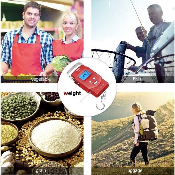 Dr.meter Fish Scale - PS01 110lb/50kg Backlit LCD Display Digital Scale with Built-in Measuring Tape - Fishing Scale with 2 AAA Batteries, Pocket Size - Fishing Gifts for Men - Imagen 14