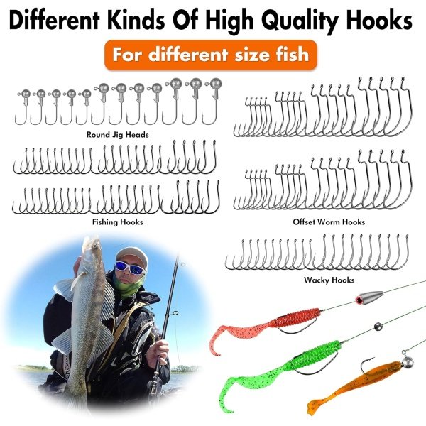 PLUSINNO 264/397pcs Fishing Accessories Kit, Organized Fishing Tackle Box with Tackle Included, Fishing Hooks, Fishing Weights Sinkers, Swivels, Beads, Fishing Gear Set Equipment for Bass Trout - Image 5