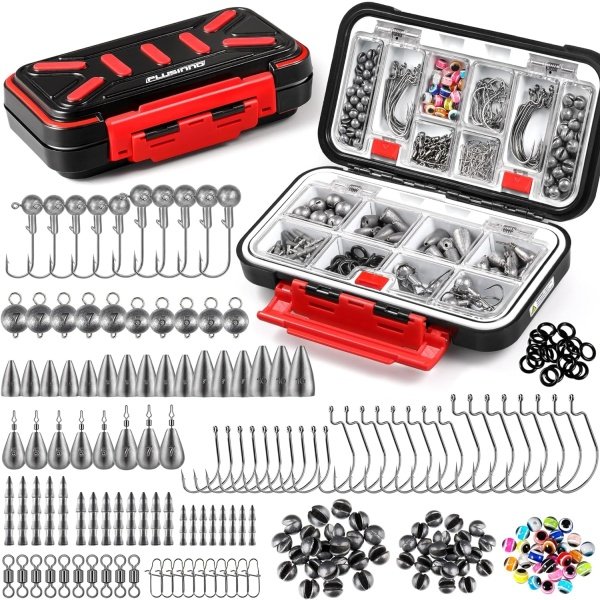 PLUSINNO 264/397pcs Fishing Accessories Kit, Organized Fishing Tackle Box with Tackle Included, Fishing Hooks, Fishing Weights Sinkers, Swivels, Beads, Fishing Gear Set Equipment for Bass Trout - Image 7