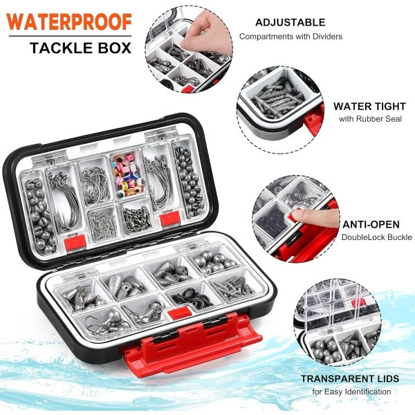 PLUSINNO 264/397pcs Fishing Accessories Kit, Organized Fishing Tackle Box with Tackle Included, Fishing Hooks, Fishing Weights Sinkers, Swivels, Beads, Fishing Gear Set Equipment for Bass Trout - Image 9