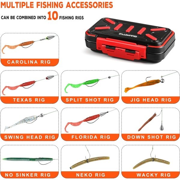 PLUSINNO 264/397pcs Fishing Accessories Kit, Organized Fishing Tackle Box with Tackle Included, Fishing Hooks, Fishing Weights Sinkers, Swivels, Beads, Fishing Gear Set Equipment for Bass Trout - Image 12