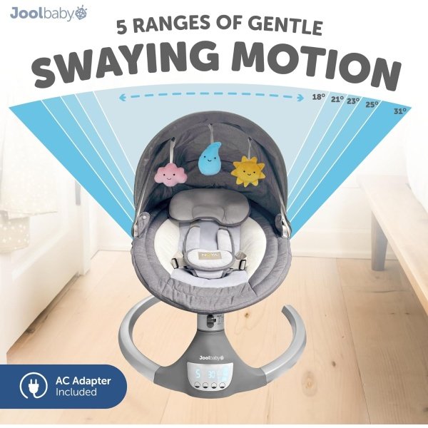 Nova Nature - Columpio para bebés para recién nacidos, juguetes de madera natural, columpio eléctrico motorizado para bebés, música Bluetooth - Jool Baby - Image 4