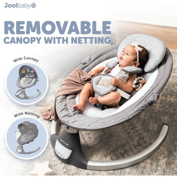 Nova Nature - Columpio para bebés para recién nacidos, juguetes de madera natural, columpio eléctrico motorizado para bebés, música Bluetooth - Jool Baby - Image 6