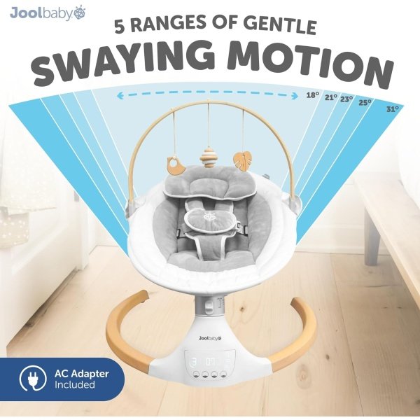 Nova Nature - Columpio para bebés para recién nacidos, juguetes de madera natural, columpio eléctrico motorizado para bebés, música Bluetooth - Jool Baby - Image 9
