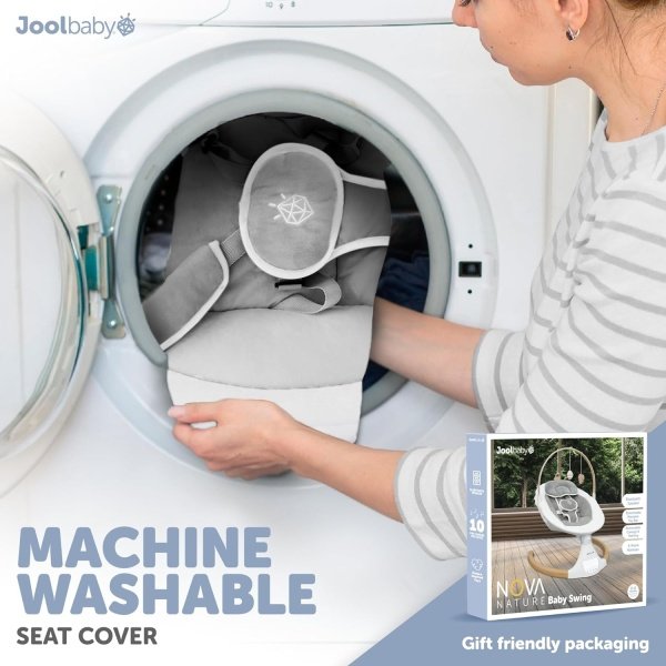 Nova Nature - Columpio para bebés para recién nacidos, juguetes de madera natural, columpio eléctrico motorizado para bebés, música Bluetooth - Jool Baby - Image 12