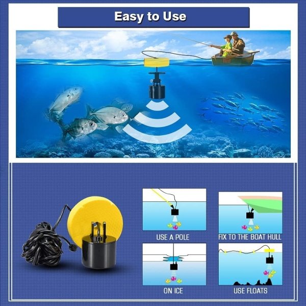LUCKY Kayak Portable Fish Depth Finder Water Handheld Fish Finder Sonar Castable Kayak Boat Fishfinder Transducer Fishing LCD Display FFC1108 - Image 3