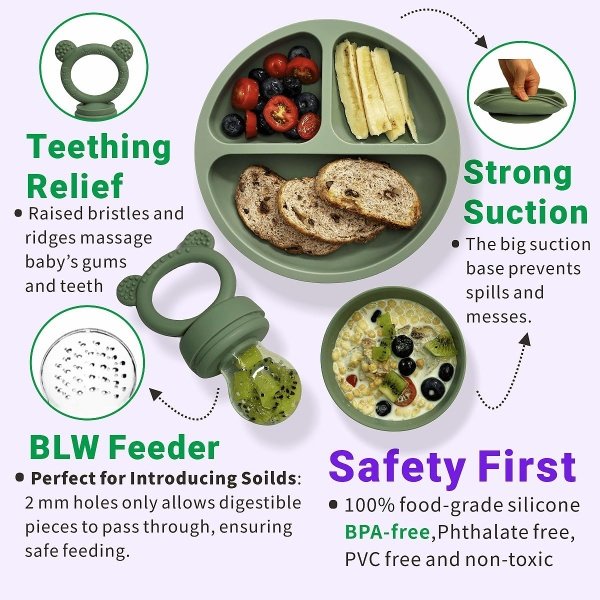 Suministros de destete LED para bebés, juego de alimentación de silicona para bebés, incluye ventosas y platos, utensilios para bebés, cucharas y tenedores, taza para niños pequeños, juego de - Imagen 2