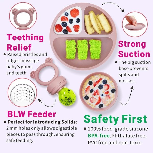 Suministros de destete LED para bebés, juego de alimentación de silicona para bebés, incluye ventosas y platos, utensilios para bebés, cucharas y tenedores, taza para niños pequeños, juego de - Imagen 14