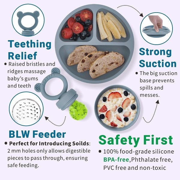Suministros de destete LED para bebés, juego de alimentación de silicona para bebés, incluye ventosas y platos, utensilios para bebés, cucharas y tenedores, taza para niños pequeños, juego de - Imagen 18
