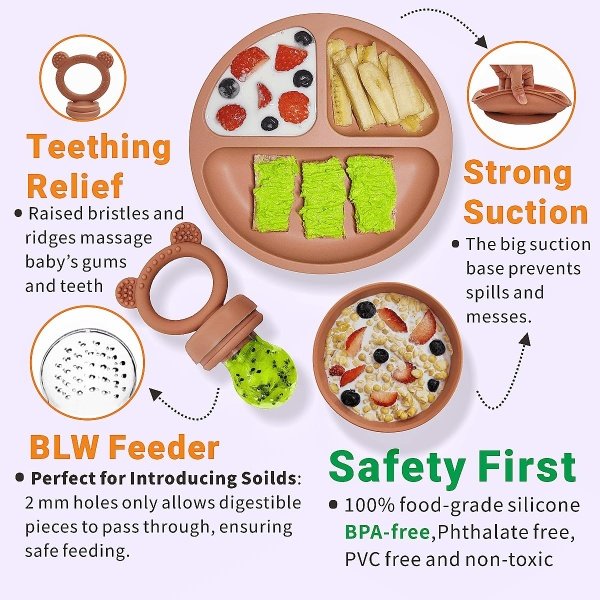Suministros de destete LED para bebés, juego de alimentación de silicona para bebés, incluye ventosas y platos, utensilios para bebés, cucharas y tenedores, taza para niños pequeños, juego de - Imagen 24