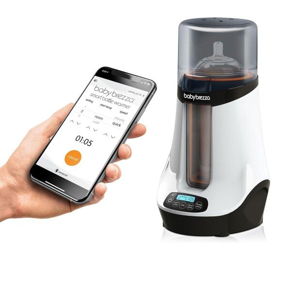 Baby Brezza Calentador eléctrico de biberones seguro e inteligente, calentador de leche materna + calentador de alimentos para bebés + descongelador, calentador universal para todas las botellas de