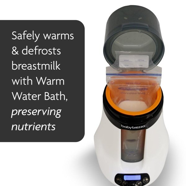 Baby Brezza Calentador eléctrico de biberones seguro e inteligente, calentador de leche materna + calentador de alimentos para bebés + descongelador, calentador universal para todas las botellas de - Imagen 3