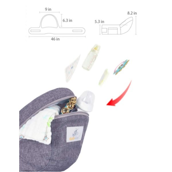 Asiento de cadera para bebé, taburete de cintura para bebé con correa ajustable, bolsillo con hebilla y bolsillo interior suave (gris oscuro) - Image 2