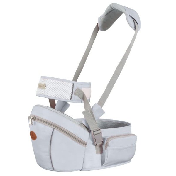 Asiento de cadera para bebé, taburete de cintura para bebé con correa ajustable, bolsillo con hebilla y bolsillo interior suave (gris oscuro) - Image 8