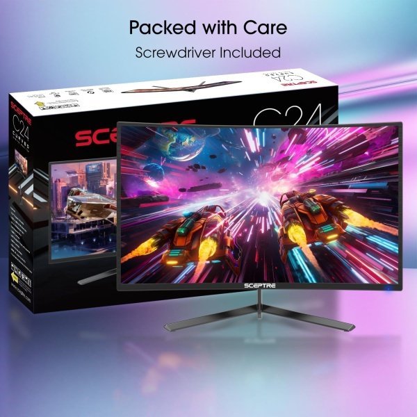 Sceptre Monitor curvo para juegos de 24 pulgadas 1080p hasta 165Hz DisplayPort HDMI 99% sRGB, altavoces integrados AMD FreeSync Negro (C248B-FWT168) - Imagen 3