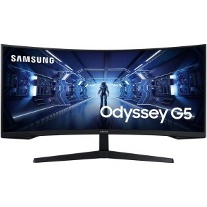 SAMSUNG - Monitor de juegos ultraancho Odyssey G5 de 34 pulgadas con pantalla curva 1000R, 165Hz, 1ms, FreeSync Premium, WQHD (LC34G55TWWNXZA, modelo 2020), color negro.