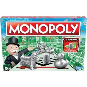 Monopoly Juego, juegos de mesa familiares para 2 a 6 jugadores y niños de 8 años en adelante, incluye 8 fichas (edición de token vote)