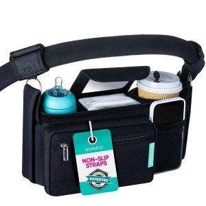 Organizador de cochecito con correas antideslizantes con soporte para tazas, bolsa de cochecito para teléfono, accesorios para cochecito de mascotas, universal se adapta a Uppababby Vista v2