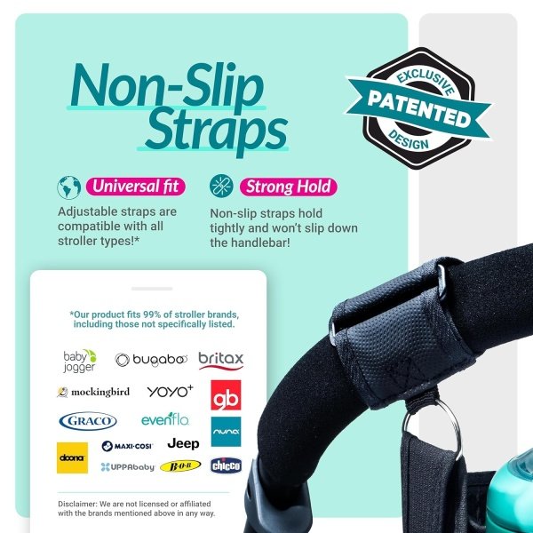 Organizador de cochecito con correas antideslizantes con soporte para tazas, bolsa de cochecito para teléfono, accesorios para cochecito de mascotas, universal se adapta a Uppababby Vista v2 - Imagen 3