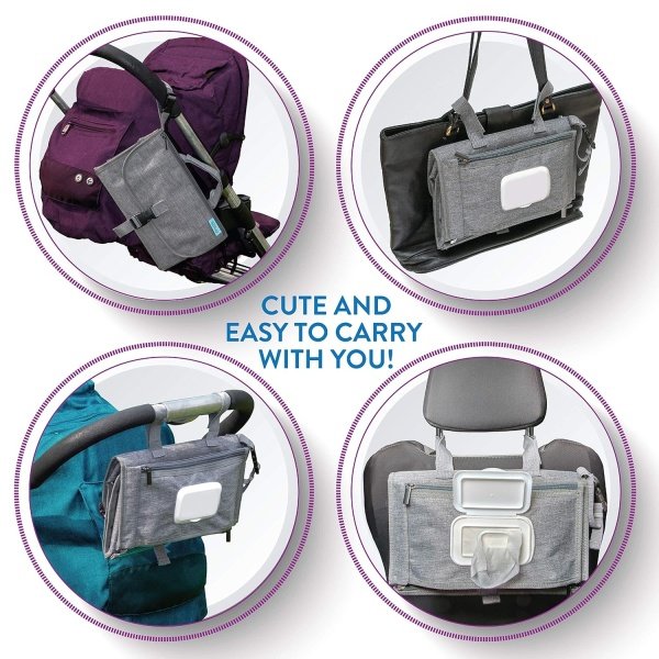 Kopi Baby - Cambiador portátil de pañales para niñas y niños recién nacidos, cambiador de bebé con bolsillo para toallitas inteligentes, kit de cambiador de viaje impermeable, regalo de bebé - Image 3