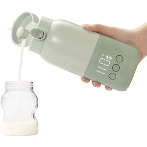 Calentador de leche portátil con carga súper rápida e inalámbrico, leche materna instantánea, fórmula o calentador de agua con gran capacidad de 10 onzas, frasco para bebé, para vehículo,