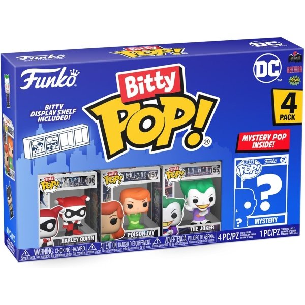 Funko Bitty Pop! DC Mini juguetes coleccionables paquete de 4 – Harley Quinn, Poison Ivy, The Joker & Mystery Chase figura (los estilos pueden variar)