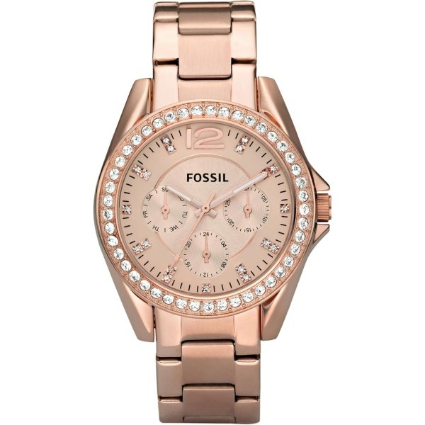 Fossil Riley - Reloj para mujer con detalles de cristal y pulsera de acero inoxidable