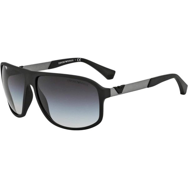 Emporio Armani EA4029 - Gafas de sol cuadradas para hombre, color negro y gris degradado, 2.520 in, Caucho Negro/Gris Gradiente