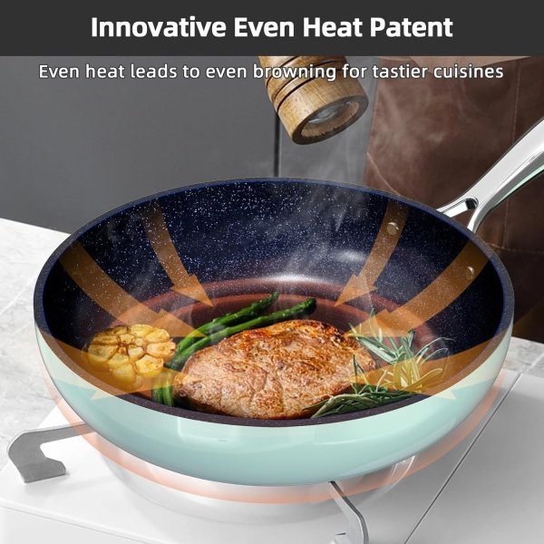 Nuwave Lux - Juego de utensilios de cocina ligeros forjados de 13 piezas, sin PFAS, revestimiento de cerámica saludable G10 Duralon, ultra antiadherente, asas que se mantienen frescas, funciona en - Image 3