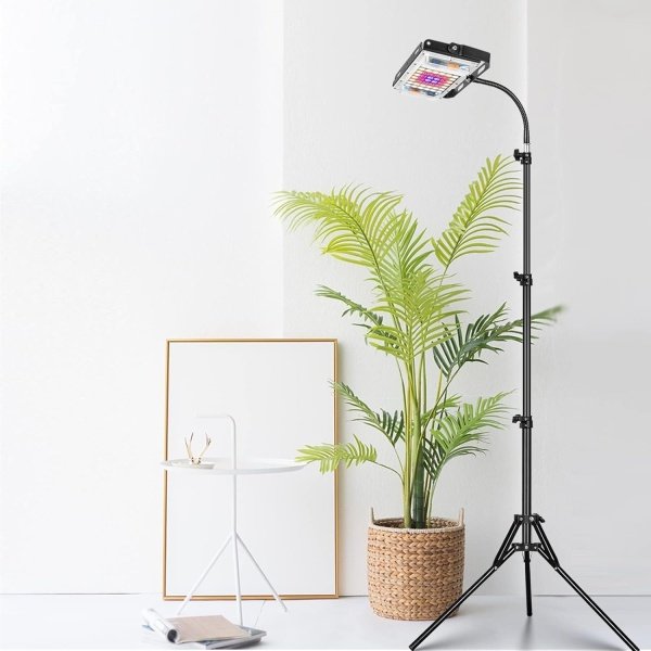 LBW Luz de cultivo con soporte, luz LED de espectro completo para plantas de interior, lámpara de cultivo de suelo con trípode ajustable de 63 pulgadas, temporizador de 4 horas, 8 horas/12 horas, 6 - Imagen 2