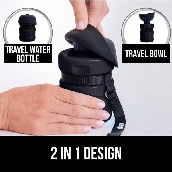 Gorilla Grip Botella de agua portátil para perros sin derrames con cuenco integrado, dispensador de bebidas de silicona de grado alimenticio a prueba de fugas para mascotas, entrenamiento de paseo de - Imagen 3