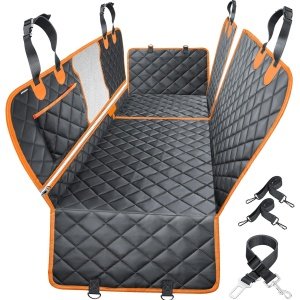 URPOWER Funda de asiento convertible 4 en 1 para perro, 100% impermeable, funda de asiento antideslizante para perro, hamaca 600D, resistente a los arañazos, funda de asiento para mascotas, asiento trasero con ventana de malla para automóviles, camiones y SUV