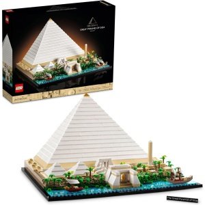LEGO Architecture Great Pyramid of Giza Set 21058, Kit de construcción de modelos de decoración del hogar, actividad creativa de bricolaje, colección famosa de monumentos