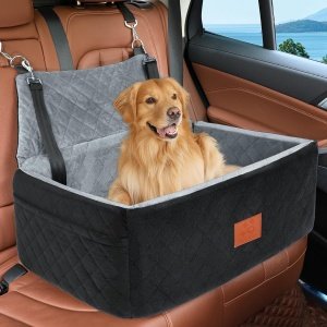 Asiento de automóvil para perros grandes y medianos, asiento de automóvil lavable para perros de menos de 55 libras o 2 perros pequeños, asiento elevador multifuncional para perros con cojín grueso, 2