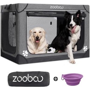 Jaula portátil suave para perros grandes de 42 pulgadas - Perrera de viaje plegable con bolsa de transporte, jaula plegable con puerta de malla de textileno duradera, cama de felpa, ideal para
