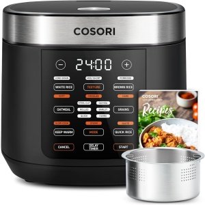 COSORI Arrocera de 18 funciones, 24 horas, mantiene el calor y temporizador, 10 tazas arrocera sin cocer con vapor de acero inoxidable, salteado, olla de cocción lenta, tecnología de lógica difusa,