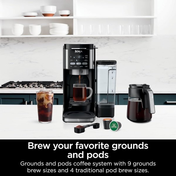 Ninja CFP101 DualBrew - Cafetera caliente y helada, de una sola porción, compatible con K-Cups y cafetera de goteo de 12 tazas, color negro - Image 2