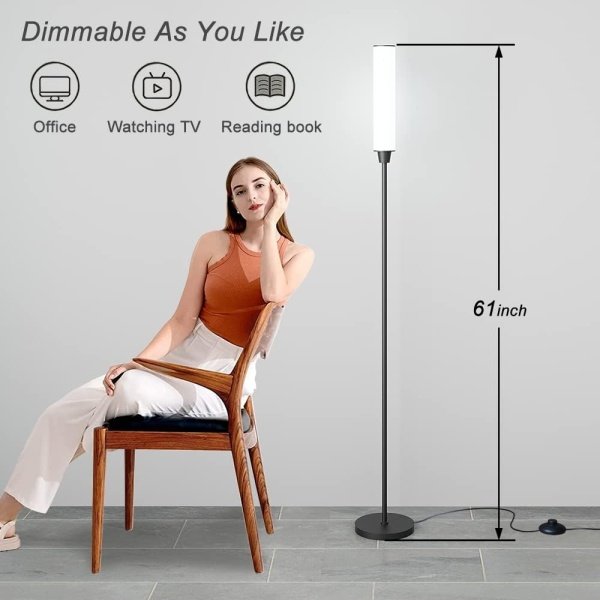 Lámpara de pie con control remoto, lámparas de pie brillantes para sala de estar/dormitorio/oficina colores ajustables sin escalones de 3000K-6000K y 10-100% de brillo, luz de pie con - Image 2