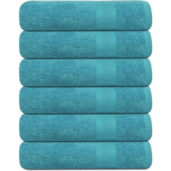 Toallas de baño grandes, toallas de rizo de algodón para baño, juego de toallas, de secado rápido, ligeras, altamente absorbentes, tacto suave, 24 x 50 unidades, paquete de 6 para ducha, - Image 2
