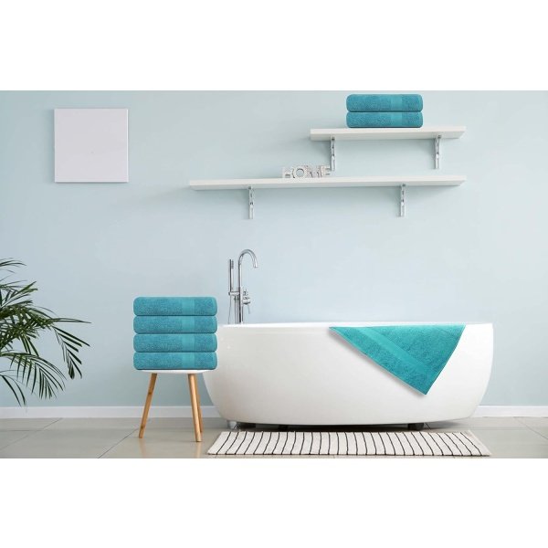 Toallas de baño grandes, toallas de rizo de algodón para baño, juego de toallas, de secado rápido, ligeras, altamente absorbentes, tacto suave, 24 x 50 unidades, paquete de 6 para ducha, - Image 3