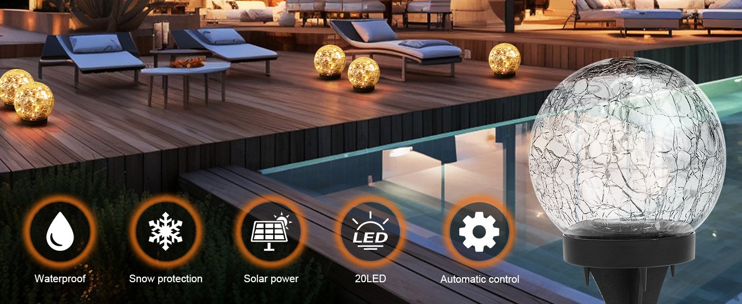 Solar Globe Lights Outdoor Waterproof