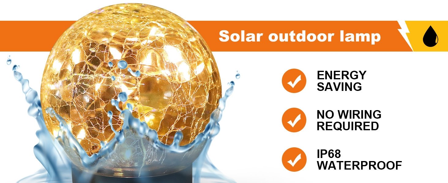 Solar Globe Lights Outdoor Waterproof