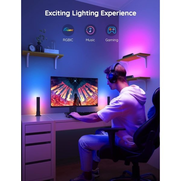Govee Barras de luz LED inteligentes, funcionan con Alexa y Google Assistant, RGBICWW WiFi TV retroiluminación con modos de escena y música para juegos, imágenes, PC, decoración de habitación - Image 2