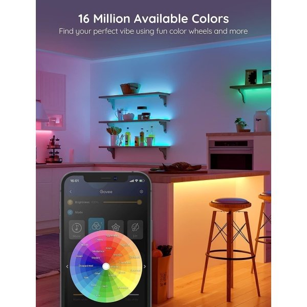 Govee Tira de luces LED de 100 pies, luces LED RGB Bluetooth con control de aplicación, 64 escenas y sincronización de música, tira de iluminación LED para dormitorio, sala de estar, cocina, fiesta, - Image 3